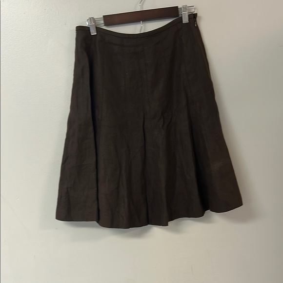 Talbots Brown A-Line Knee-Length Pleated Skirt - Picture 1 of 4
